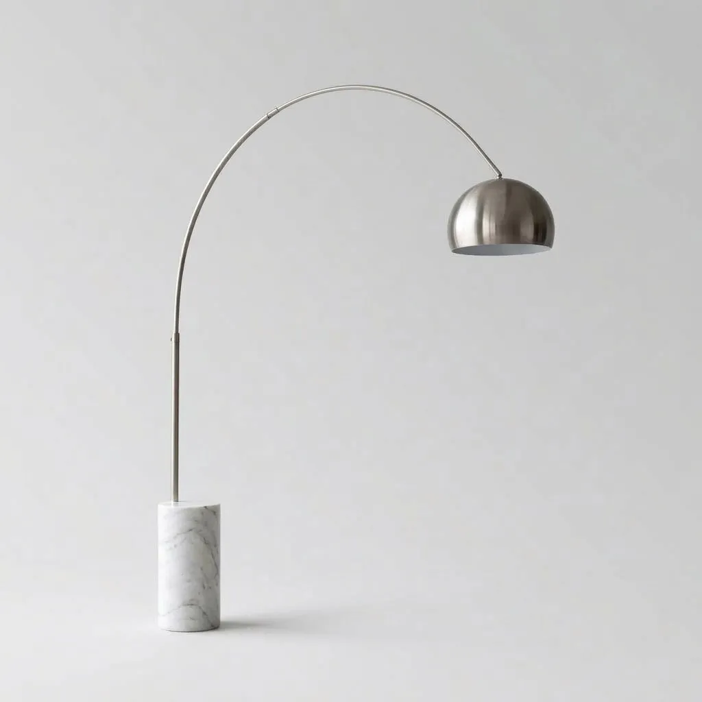 The same arching floor lamp from another angle