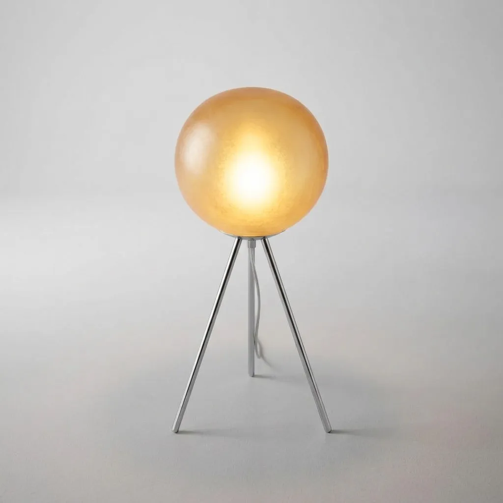 The same lamp from above, the three tripod legs spread on the floor