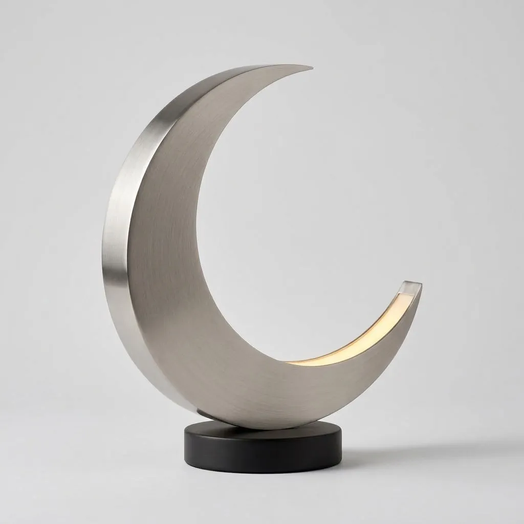 The same lamp turned a little, showing the curve of the crescent